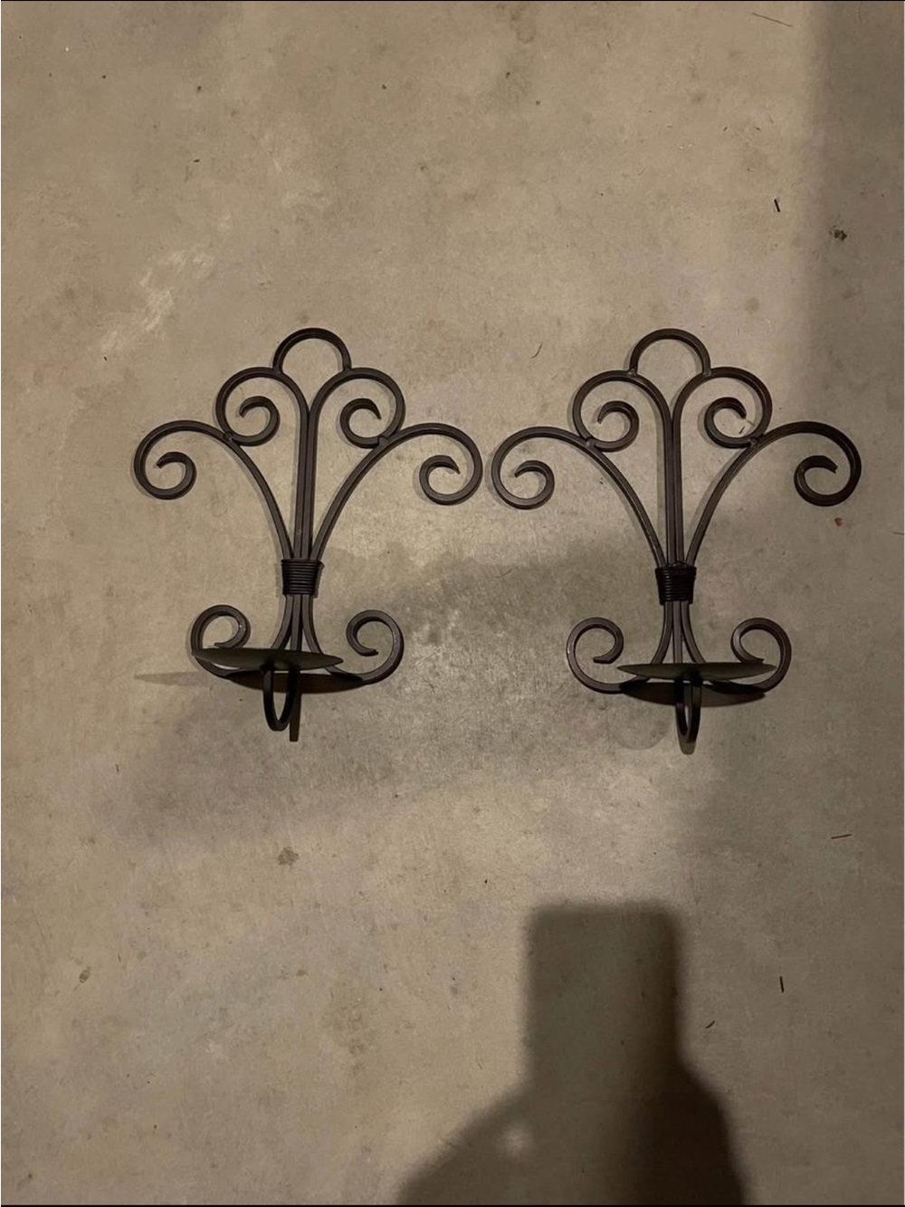 Decorative Iron Wall Sconces in Dark Brown - Set of 2